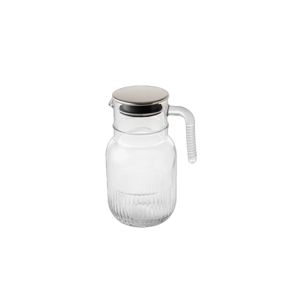 پارچ شیشه ای شیاردار 1.5 لیتر درب استیل لیمون 2376