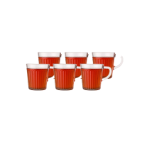 لیوان شیشه ای 6 عددی دسته دار شیاردار لیمون کد 228100