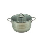 قابلمه استیل تی جی اچ سایز 24 با درب پیرکس و کفه چدن مدل 40200