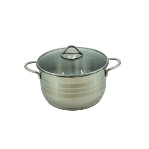 قابلمه استیل تی جی اچ سایز 24 با درب پیرکس و کفه چدن مدل 40200