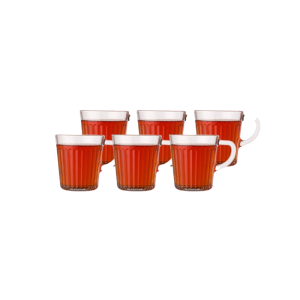 لیوان شیشه ای 6 عددی دسته دار شیاردار لیمون کد 228100