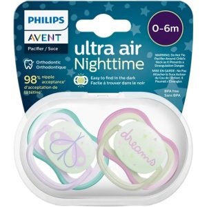 پستانک ارتودنسی شب تاب اونت طرح شاپرک و ستاره UltraAir مدل SCF376/18