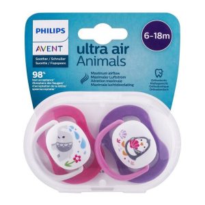 پستانک 6-18ماه Ultra air اونت طرح پنگوئن و فیل مدل SCF080/08