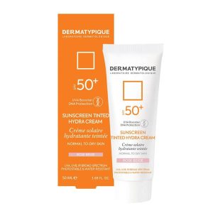 کرم ضد آفتاب رنگی هیدرا درماتیپیک SPF50+ پوست خشک رنگ رز بژ