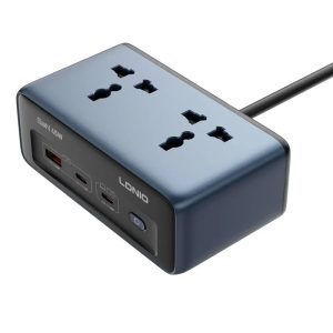 چندراهی برق الدینیو مدل SC1 با 2 پریز و شارژر USB 45 وات