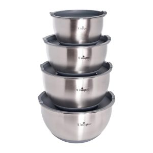 لگن ۴ پارچه استیل درب دار یونیک مدل UN-4092